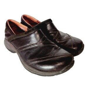 Merrell Shoes Womens Sz 7 Primo Patch Bug Brown Slip On Mules Clogs Leather